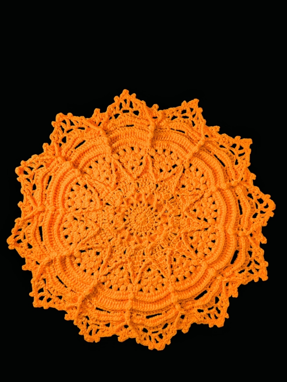 Orange Slice Bed Doily Handcrafted Crochet 24x24 New